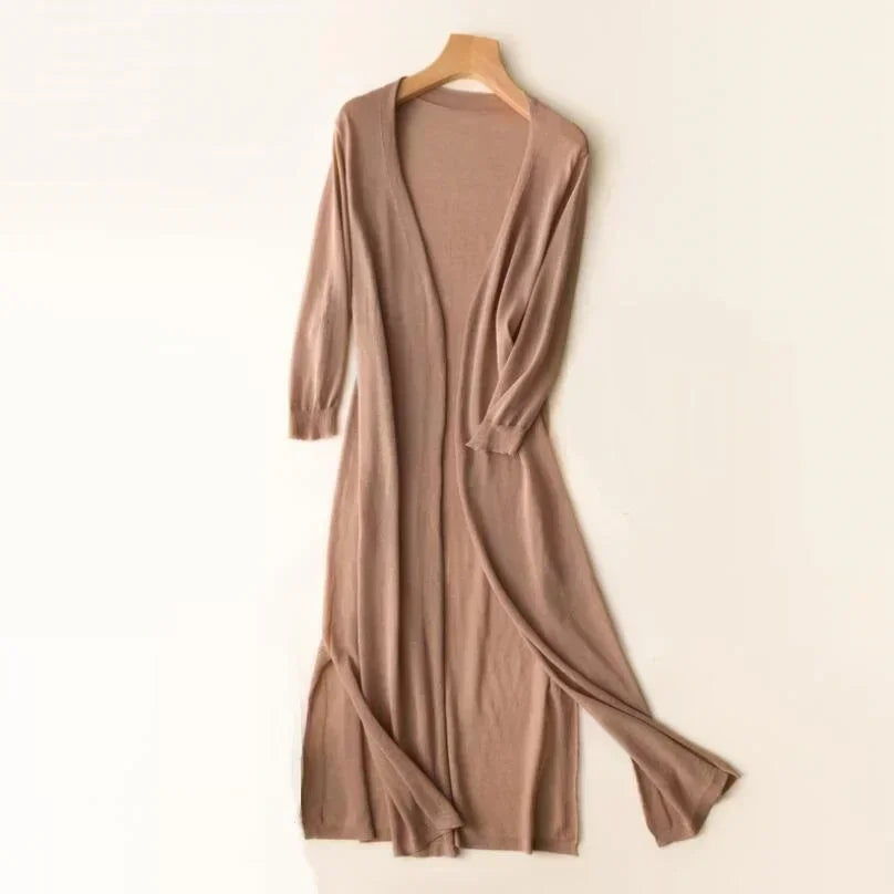Women's Casual Relaxed Fit Long Cardigan Open Front Longline Lightweight Layering Elegant – Danielle - Lolly 