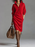 Women's Chic Knit Short Dress Soft Breathable Flattering Casual Workday Evening Elegant – Fatima - Lolly 
