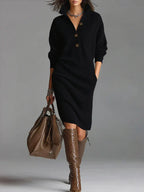 Women's Chic Knit Short Dress Soft Breathable Flattering Casual Workday Evening Elegant – Fatima - Lolly 