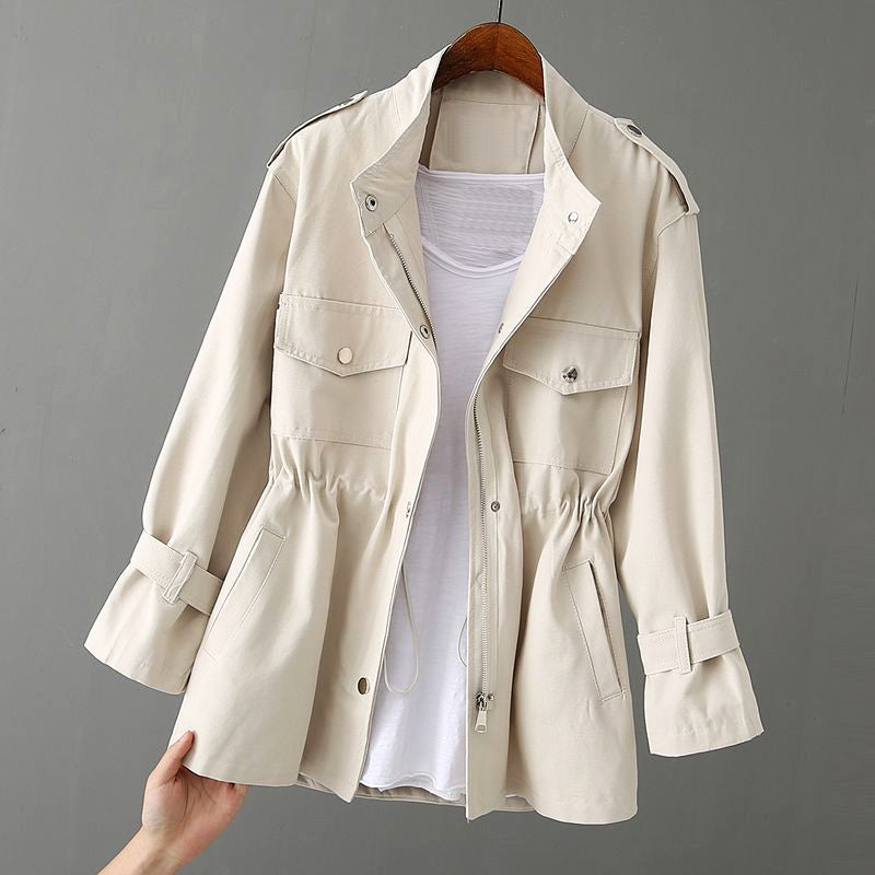 Women's Chic Utility Jacket Zipper Pockets Flattering Fit Minimalist Casual Everyday Elegant – Audrey - Lolly 