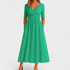 Women's Chic V-Neck Midi Dress Wrap Style Elegant Wedding Cocktail Casual Dinner Formal – Jessica - Lolly 