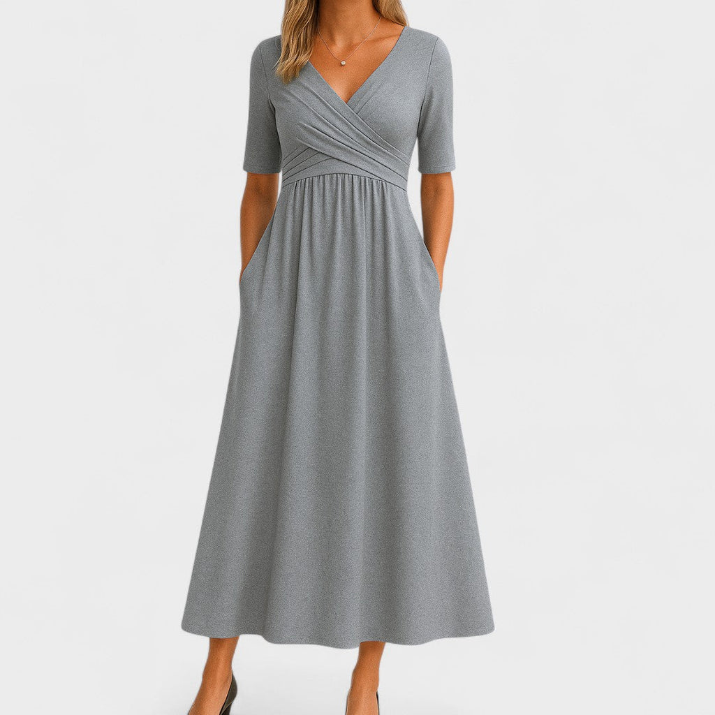 Women's Chic V-Neck Midi Dress Wrap Style Elegant Wedding Cocktail Casual Dinner Formal – Jessica - Lolly 