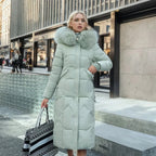 Women's Coat in Winter Maxi Length with Fur-Trimmed Hood - Lolly 