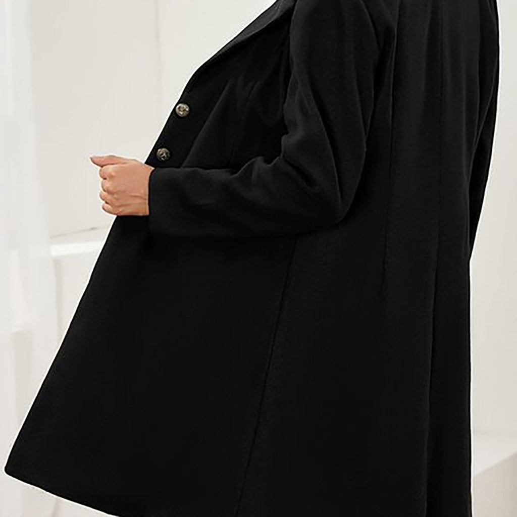 Women's Coat Notched Lapel Single-Breasted Mid-Thigh Length - Lolly 