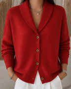 Women's Collared Knit Cardigan Relaxed Fit Button-Up Polo Collar Casual Everyday Sweater - Lolly 