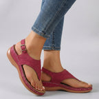 Women's Comfort Fit Ankle Strap Wedge Sandals Open Toe Flip Flop Casual Summer Shoes – Amelia - Lolly 