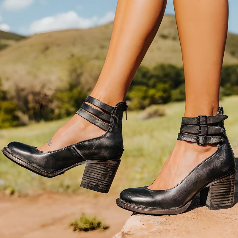 Women's Comfortable Stylish Block Heel Ankle Strap Shoes Chic Casual Spring Everyday Elegant – Zina - Lolly 