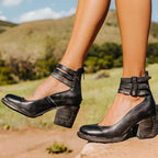Women's Comfortable Stylish Block Heel Ankle Strap Shoes Chic Casual Spring Everyday Elegant – Zina - Lolly 