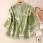 Women's Cotton Top Embroidered Flowers Feminine Soft Breathable Casual Elegant Everyday – Emily - Lolly 