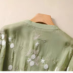 Women's Cotton Top Embroidered Flowers Feminine Soft Breathable Casual Elegant Everyday – Emily - Lolly 