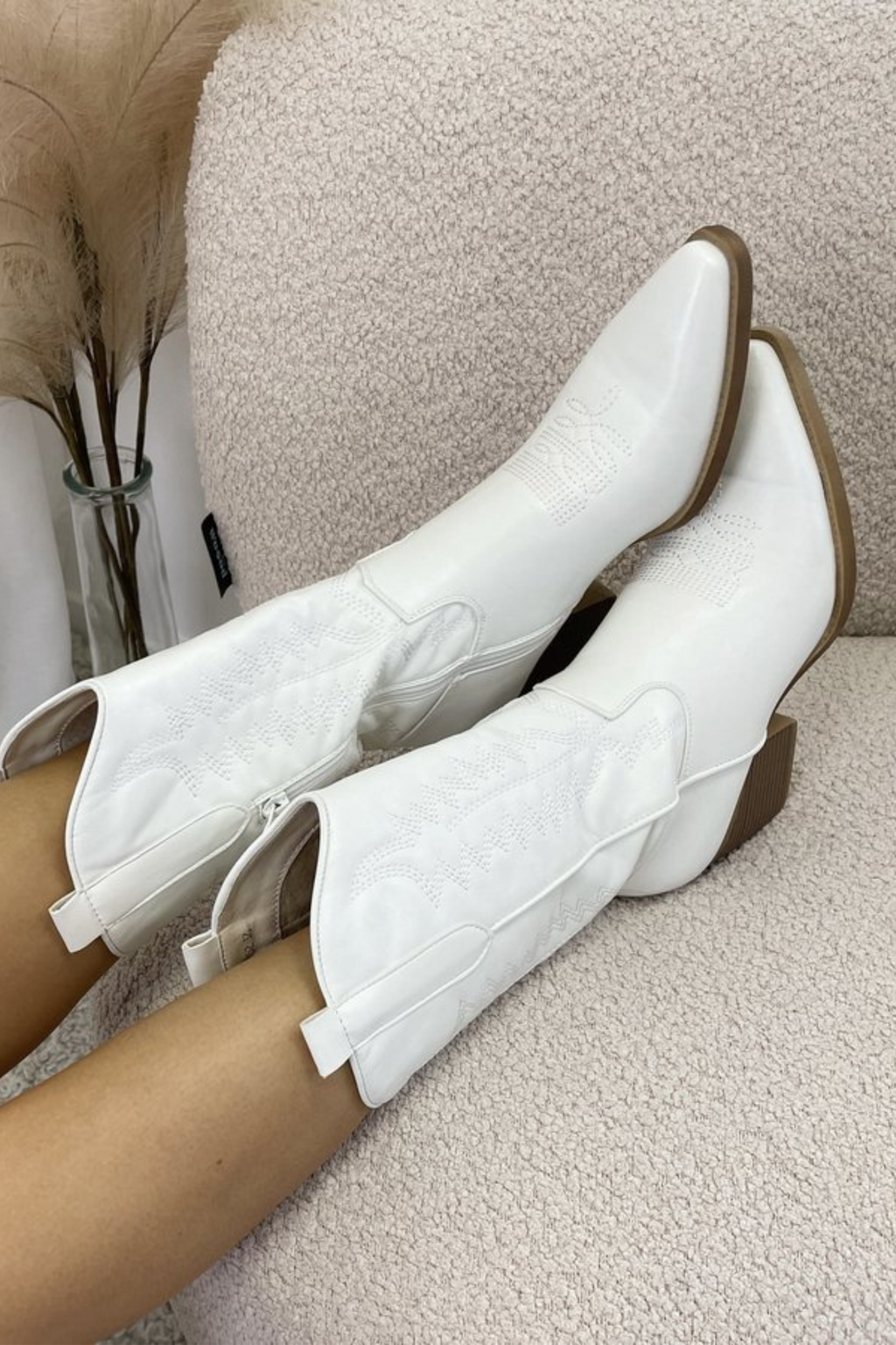 Womens Cowboy Boots – Pointed Toe Block Heel with Embroidered Shaft - Lolly 