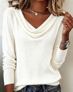 Women's Cowl Neck Long Sleeve Pullover Sweater Casual Everyday Work Smart Casual Cozy Soft Knit Top – Cassia - Lolly 