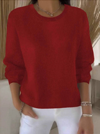Women's Crewneck Knit Sweater Long Sleeve Pullover Casual Winter - Lolly 