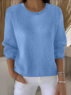 Women's Crewneck Knit Sweater Long Sleeve Pullover Casual Winter - Lolly 