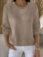 Women's Crewneck Knit Sweater Long Sleeve Pullover Casual Winter - Lolly 