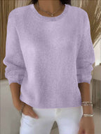Women's Crewneck Knit Sweater Long Sleeve Pullover Casual Winter - Lolly 