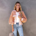 Women's Cropped Jacket – Balloon Sleeves, Frayed Hem & Button Front - Lolly 