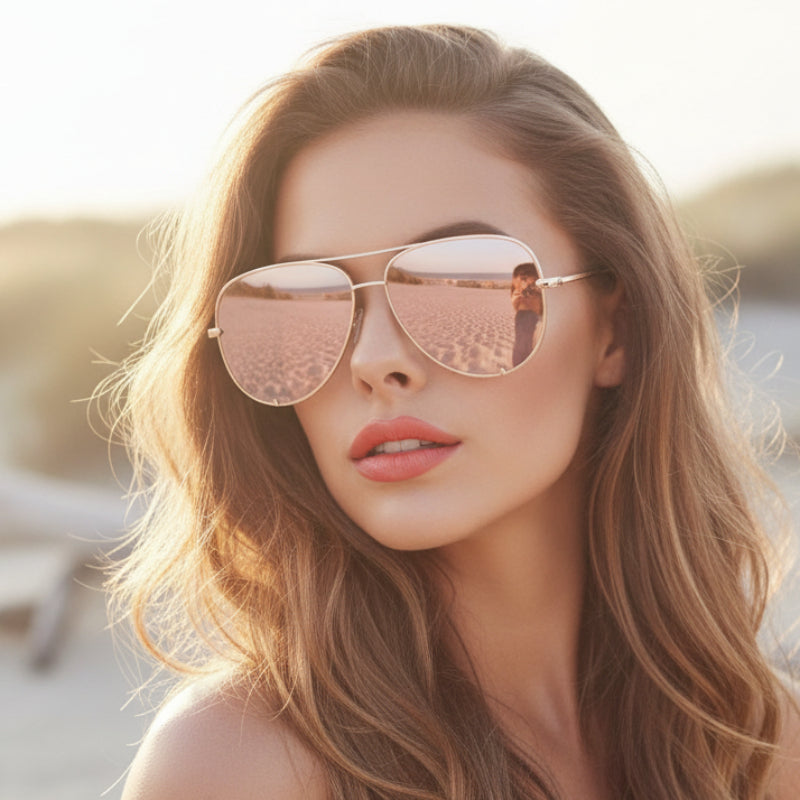 Women's Designer Aviator Sunglasses UV400 Photochromic Gradient Lens Anti-Reflective Alloy Frame Casual Summer Eyewear - Lolly 