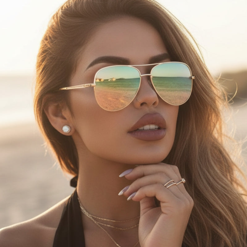 Women's Designer Aviator Sunglasses UV400 Photochromic Gradient Lens Anti-Reflective Alloy Frame Casual Summer Eyewear - Lolly 