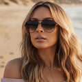 Women's Designer Aviator Sunglasses UV400 Photochromic Gradient Lens Anti-Reflective Alloy Frame Casual Summer Eyewear - Lolly 