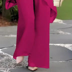 Women's Draped Double-Layer Top & Wide Leg Palazzo Pants Suit Asymmetrical Hem Elegant Formal Evening Wedding Guest Gala Mother of the Bride – Serenova - Lolly 