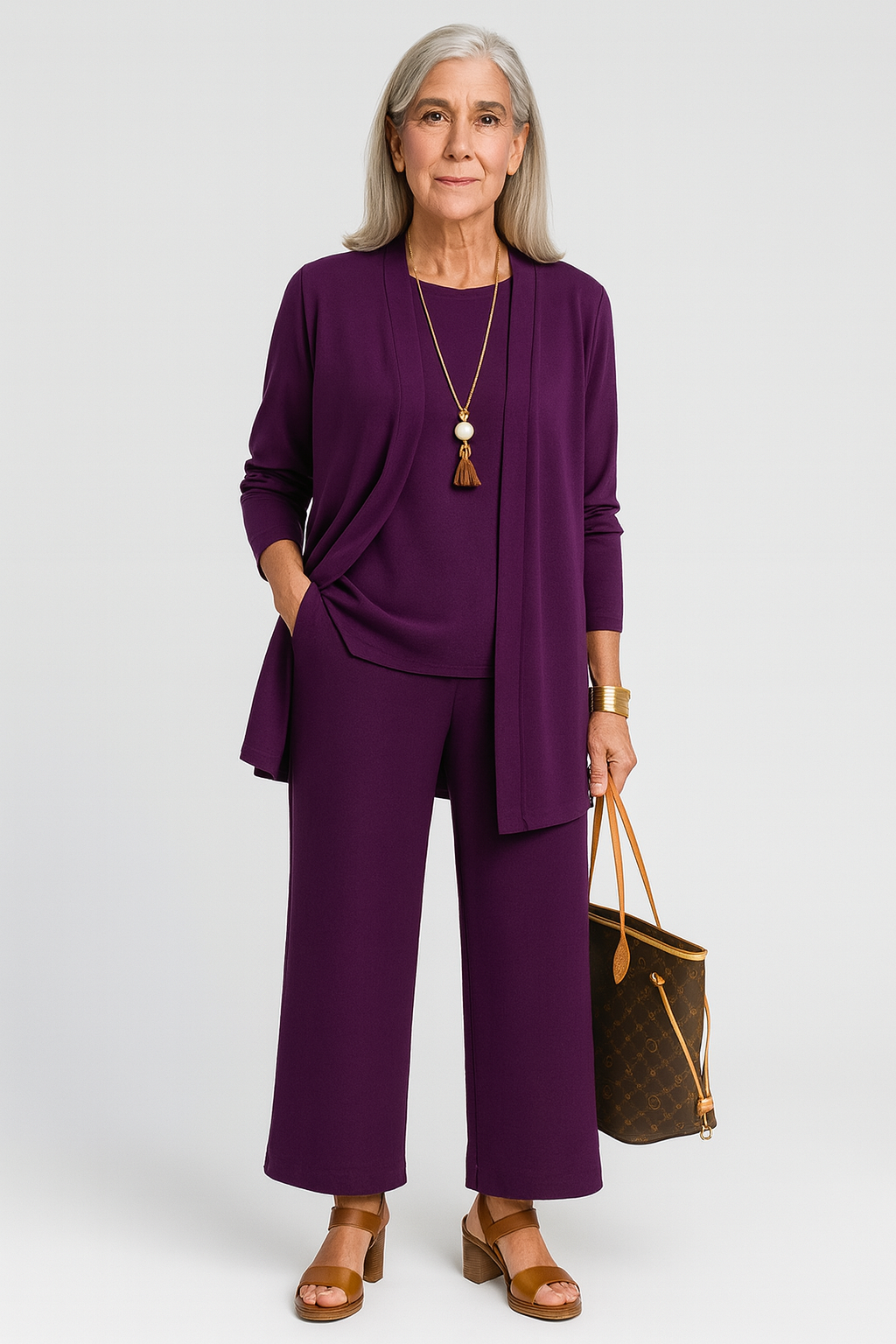 Women's Elegant 3-Piece Set Blazer Vest Wide-Leg Pants Lightweight Flattering Casual Chic – Pin - Lolly 