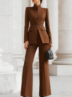 Women's Elegant Blazer & Trouser Suit Set Tailored Structured Slim-Fit Formal Elongating – Sharie - Lolly 