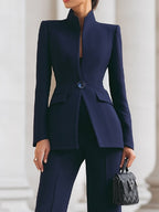Women's Elegant Blazer & Trouser Suit Set Tailored Structured Slim-Fit Formal Elongating – Sharie - Lolly 