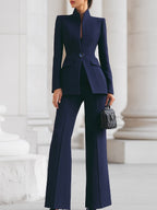 Women's Elegant Blazer & Trouser Suit Set Tailored Structured Slim-Fit Formal Elongating – Sharie - Lolly 