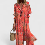 Women's Elegant Boho Floral Midi Summer Dress Bold Print Sleeveless Flowing Casual – Paula - Lolly 