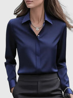 Women's Elegant Button-Down Collar Top Long Sleeve Relaxed Fit Versatile Casual Chic – Melvaya - Lolly 