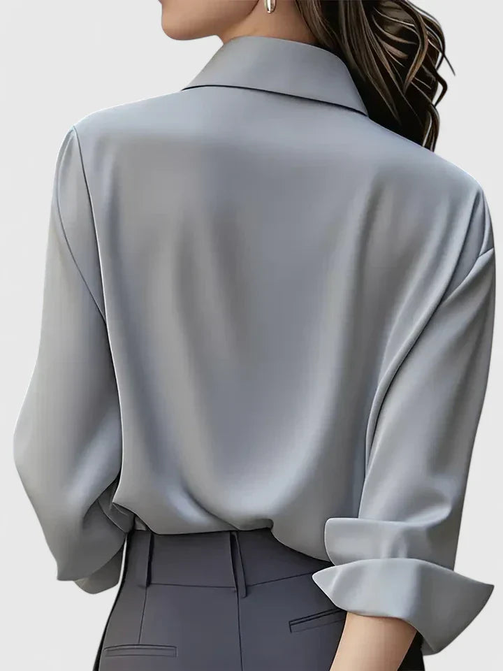 Women's Elegant Button-Down Collar Top Long Sleeve Relaxed Fit Versatile Casual Chic – Melvaya - Lolly 