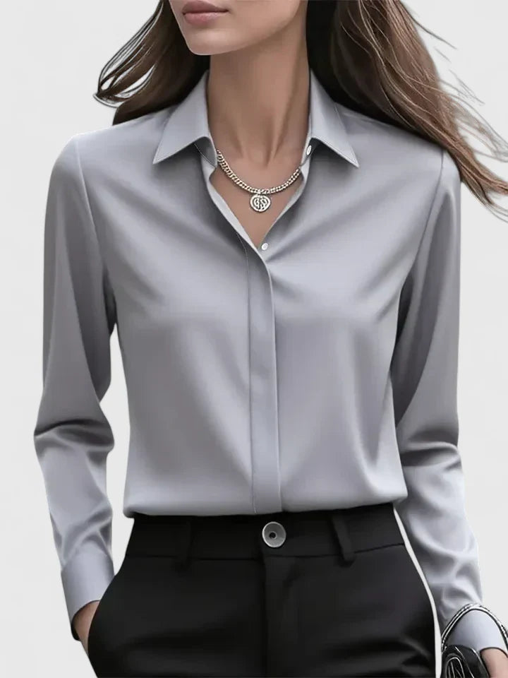 Women's Elegant Button-Down Collar Top Long Sleeve Relaxed Fit Versatile Casual Chic – Melvaya - Lolly 