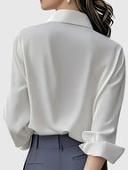 Women's Elegant Button-Down Collar Top Long Sleeve Relaxed Fit Versatile Casual Chic – Melvaya - Lolly 