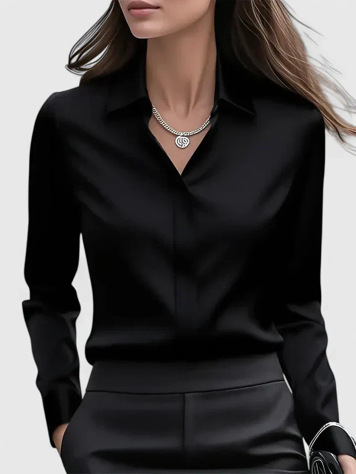 Women's Elegant Button-Down Collar Top Long Sleeve Relaxed Fit Versatile Casual Chic – Melvaya - Lolly 