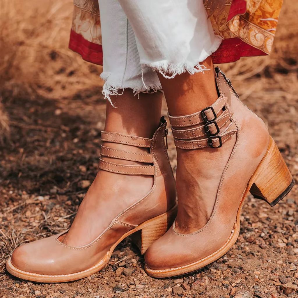 Women's Elegant Comfortable Sandals Ankle Strap Block Heel Casual to Night Out – Naturéva - Lolly 