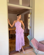 Women's Elegant Halter Long Dress Pleated Flowing Formal Casual Wedding Guest Garden Party – Estelle - Lolly 