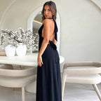 Women's Elegant Plunge V-Neck Long Dress Formal Wedding Guest Cocktail Party Ceremony Evening Gown – Emma - Lolly 