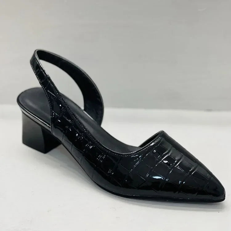 Women's Elegant Pointed Toe Slingback Pumps Low Heel Work Office Formal Wedding Party Everyday – Pernille Black Brown - Lolly 