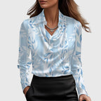 Women's Elegant Satin Blouse Cowl Neck Long Sleeve Luxe Shine Flowing Fit Casual Chic – Brooklyn - Lolly 