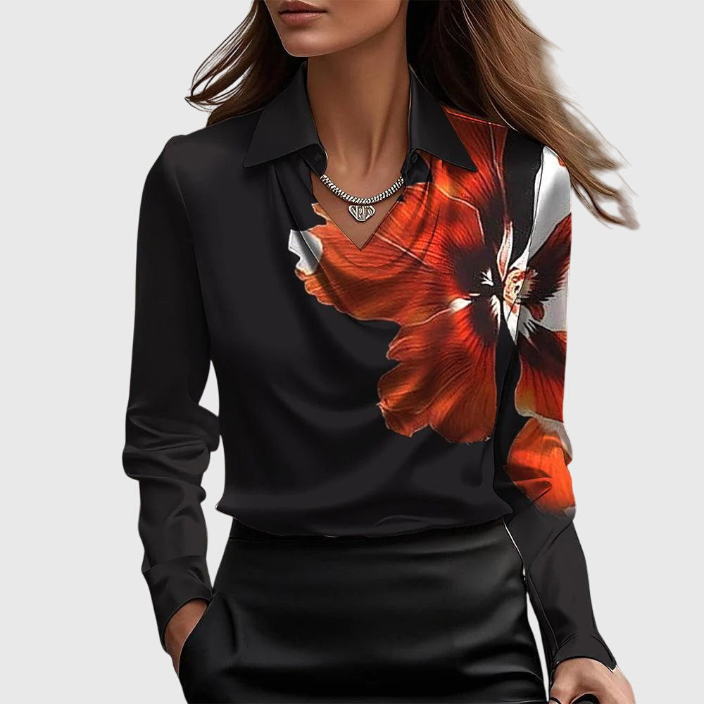 Women's Elegant Satin Blouse Cowl Neck Long Sleeve Luxe Shine Flowing Fit Casual Chic – Brooklyn - Lolly 