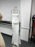 Women's Elegant Satin Long Dress Spaghetti Strap Sleeveless Slim Fit Formal Evening Wedding Guest Cocktail Party Date Night – Sienna - Lolly 