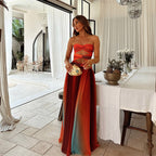 Women's Elegant Strapless Front Knot Long Dress Formal Prom Wedding Guest Gala Evening Sunset Dinner – Lucy - Lolly 