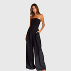 Women's Elegant Strapless Jumpsuit Wide-Leg Flowing Pants Slim Fit Formal Party Chic – Nora - Lolly 
