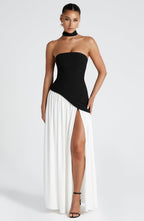 Women's Elegant Strapless Maxi Dress Fitted Slit Formal Party Wedding Guest Sophisticated – Mya - Lolly 