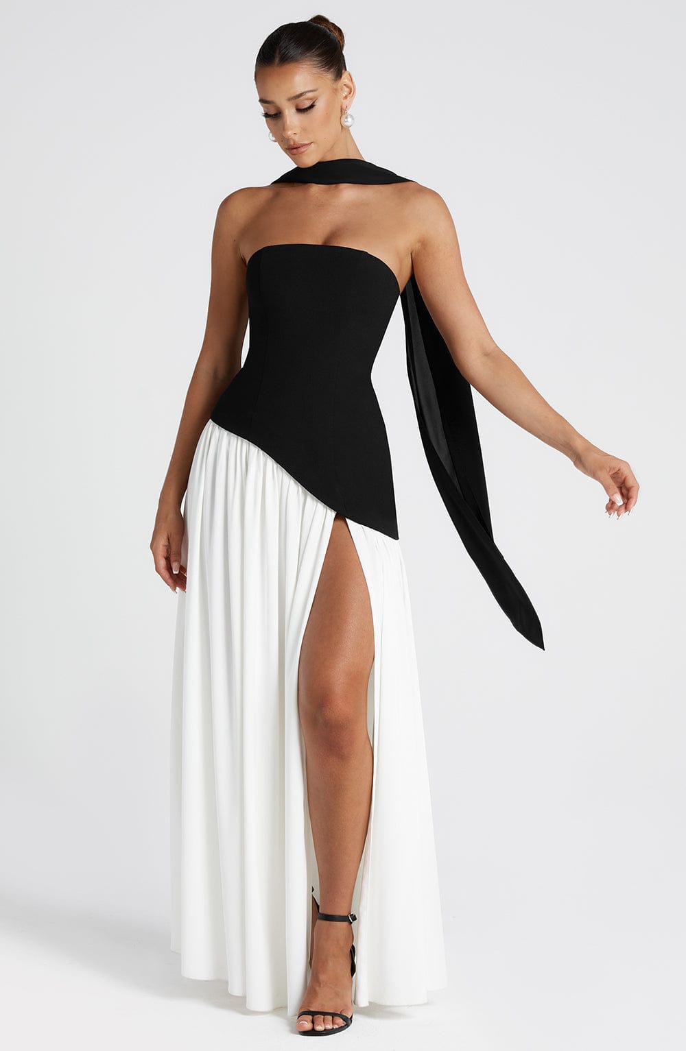 Women's Elegant Strapless Maxi Dress Fitted Slit Formal Party Wedding Guest Sophisticated – Mya - Lolly 