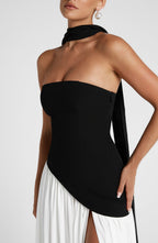 Women's Elegant Strapless Maxi Dress Fitted Slit Formal Party Wedding Guest Sophisticated – Mya - Lolly 