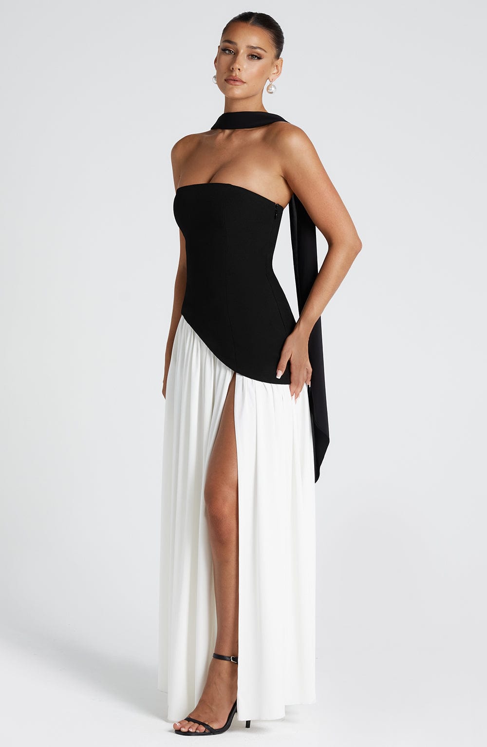 Women's Elegant Strapless Maxi Dress Fitted Slit Formal Party Wedding Guest Sophisticated – Mya - Lolly 