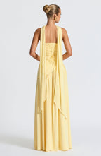 Women's Elegant Strapless Maxi Dress Fitted Slit Formal Party Wedding Guest Sophisticated – Mya - Lolly 