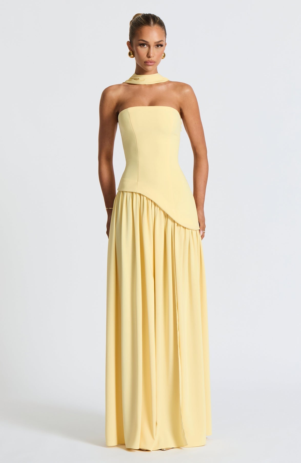 Women's Elegant Strapless Maxi Dress Fitted Slit Formal Party Wedding Guest Sophisticated – Mya - Lolly 